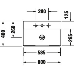 Praustuvas Duravit DuraSquare, 600x400 mm, su anga maišytuvui
