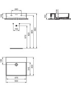 Praustuvas Ideal Standard Extra, 500x450x150 mm, be angos maišytuvui