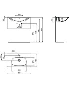 Praustuvas Ideal Standard Tesi, 825x450 mm, juodas matinis