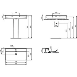 Praustuvas Ideal Standard Conca, 800x450 mm, su anga maišytuvui