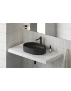 Praustuvas Ravak Ceramic 550 O Slim, 550x370 mm, be angos maišytuvui, juoda matinė