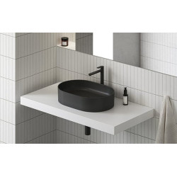 Praustuvas Ravak Ceramic 550 O Slim, 550x370 mm, be angos maišytuvui, juoda matinė