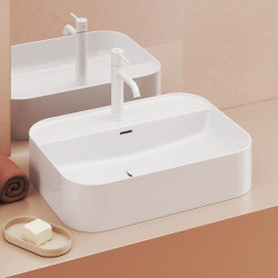 Praustuvas Ravak Ceramic Slim Shelf R, 550x400 mm, su anga maišytuvui