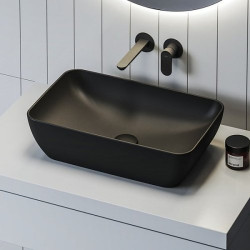 Praustuvas Ravak Uni 500 R Slim, 500x310x125 mm, be angos maišytuvui, juoda matinė