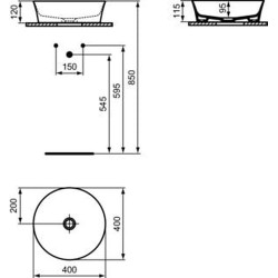 Praustuvas-dubuo Ideal Standard Ipalyss Round, 400x400x120 mm, juoda