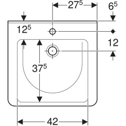Praustuvas Geberit Selnova Comfort Square, 550x525 mm, su anga maišytuvui