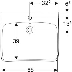 Praustuvas Geberit Selnova Comfort, 650x550 mm, su anga maišytuvui