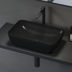 Praustuvas Ravak Uni 500 R Slim, 500x310x125 mm, be angos maišytuvui, juoda blizgi