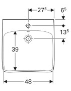 Praustuvas Geberit Selnova Comfort, 550x550 mm, su anga maišytuvui