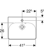 Praustuvas Geberit Smyle Square, 450x360 mm, su anga maišytuvui