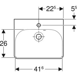 Praustuvas Geberit Smyle Square, 450x360 mm, su anga maišytuvui