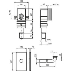 Sifonas praustuvui Ideal Standard, potinkinis, Ø32, chromas