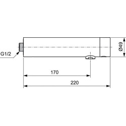 Bekontaktis praustuvo snapas Ideal Standard Sensorflow, iš sienos, 6 V, chromas