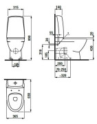Pastatomas unitazas Laufen Pro N, LCC, horizontaliu nuotaku, Rimless, su bakeliu