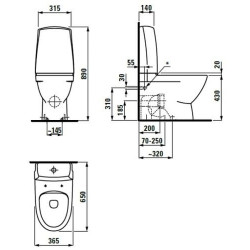 Pastatomas unitazas Laufen Pro N, LCC, horizontaliu nuotaku, Rimless, su bakeliu