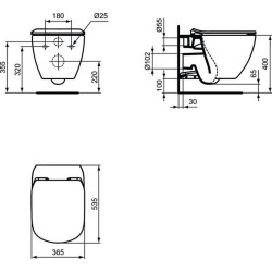 Pakabinamas unitazas Ideal Standard Tesi, AquaBlade, juoda matinė