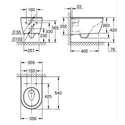 Pakabinamas unitazas Grohe Essence, Triple Vortex, HyperClean