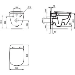 Pakabinamas unitazas Ideal Standard Tesi, Rimless