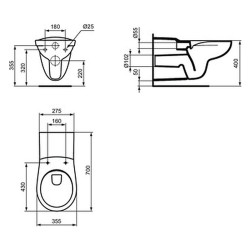 Pakabinamas unitazas Ideal Standard Contour 21, Rimless