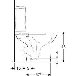 Pastatomas unitazas Geberit Selnova Comfort, horizontaliu nuotaku, Rimfree, žmonėms su negalia
