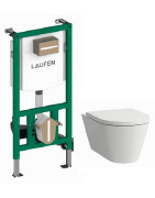 WC komplektas Laufen Kartell: Rimless unitazas, dangtis Soft-Close, INEO rėmas