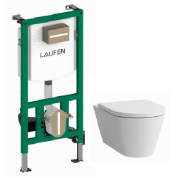 WC komplektas Laufen Kartell: Rimless unitazas, dangtis Soft-Close, INEO rėmas