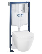 WC komplektas Grohe 5in1: Rapid SL rėmas, Arena Cosmopolitan mygtukas, Euro Ceramic unitazas, dangtis