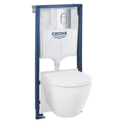 WC komplektas Grohe 5in1: Rapid SL rėmas, Arena Cosmopolitan mygtukas, Euro Ceramic unitazas, dangtis