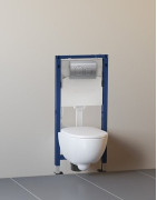 WC komplektas Geberit: Duofix Delta rėmas, Delta20 mygtukas, Selnova Premium Rimfree unitazas, dangtis