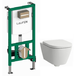 WC komplektas Laufen Meda: Rimless unitazas, dangtis Soft-Close, INEO rėmas
