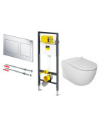WC komplektas: Viega Prevista Dry rėmas, Visign for Style 21 mygtukas, Roca Meridian Rimless unitazas su dangčiu