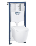 WC komplektas Grohe 5in1: Rapid SL rėmas, Arena Cosmopolitan mygtukas, Bau Ceramic unitazas, dangtis