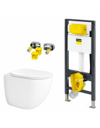 WC komplektas: Viega Prevista Dry rėmas, Ravak Chrome AquaSpin unitazas su dangčiu