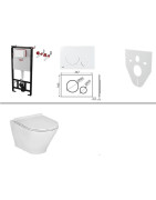 WC komplektas: Alcadrain rėmas, mygtukas, Roca The Gap Rimless unitazas su dangčiu