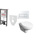 WC komplektas: Alcadrain rėmas, mygtukas, Jika Euroline-N unitazas su dangčiu