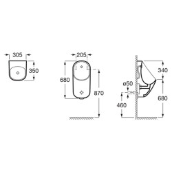 Pisuaras Roca Proton, Rimless, bekontaktis nuleidimas, 230 V, su sifonu