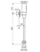 Pisuaro vandens nuleidėjas Schell Schelltronic, sensorinis, DN 15, baterijos, chromas
