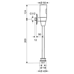 Pisuaro vandens nuleidėjas Schell Schelltronic, sensorinis, DN 15, baterijos, chromas
