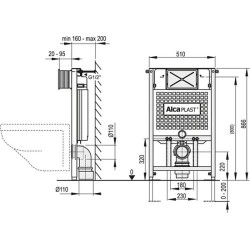 Rėmas unitazui Alcadrain AM101/1120 Sádromodul, 1120 mm