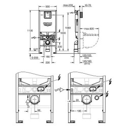 Rėmas unitazui Grohe Rapid SLX 3in1, S dydžio mygtukui, su tvirtinimo elementais ir tarpine