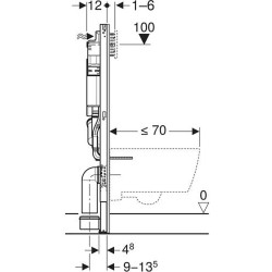Rėmas unitazui Geberit Duofix su Sigma bakeliu, 112 cm, su atšaka kvapų ištraukimui