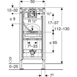 Pisuaro rėmas Geberit Duofix, universalus, 112-130 cm