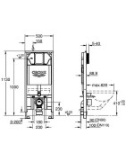 Rėmas unitazui Grohe Rapid SL Slim, su siauru 88.9 mm bakeliu