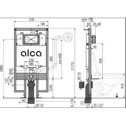 Rėmas unitazui Alcadrain AM1101/1200 Sádromodul Slim, 1200 mm
