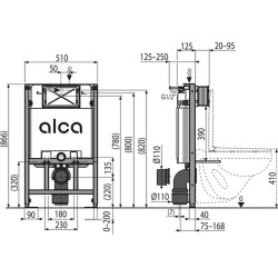 Rėmas unitazui Alcadrain AM101/850 Sádromodul, 850 mm, pažemintas