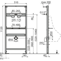 Pisuaro rėmas Alcadrain A107, 1120 x 510 mm