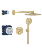 Potinkinė termostatinė dušo sistema Grohe Grohtherm SmartControl, apvali 310 mm dušo galva, brushed cool sunrise