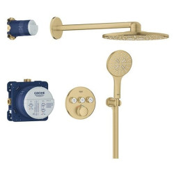 Potinkinė termostatinė dušo sistema Grohe Grohtherm SmartControl, apvali 310 mm dušo galva, brushed cool sunrise
