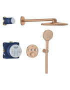 Potinkinė termostatinė dušo sistema Grohe Grohtherm SmartControl, apvali 310 mm dušo galva, brushed warm sunset