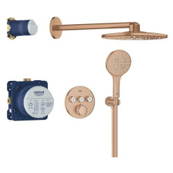 Potinkinė termostatinė dušo sistema Grohe Grohtherm SmartControl, apvali 310 mm dušo galva, brushed warm sunset